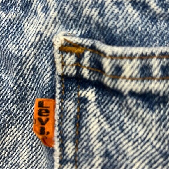 Vintage 80’s Levi’s Vintage Orange Tab Acid Wash Cut Off Jeans 34 - Picture 5 of 8